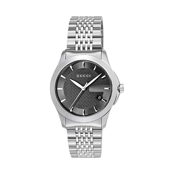 Gucci YA126402 G Timeless Black Dial Stainless Steel Mens Watch