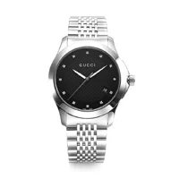 Gucci YA126405 Black Dial Stainless Steel Stra..