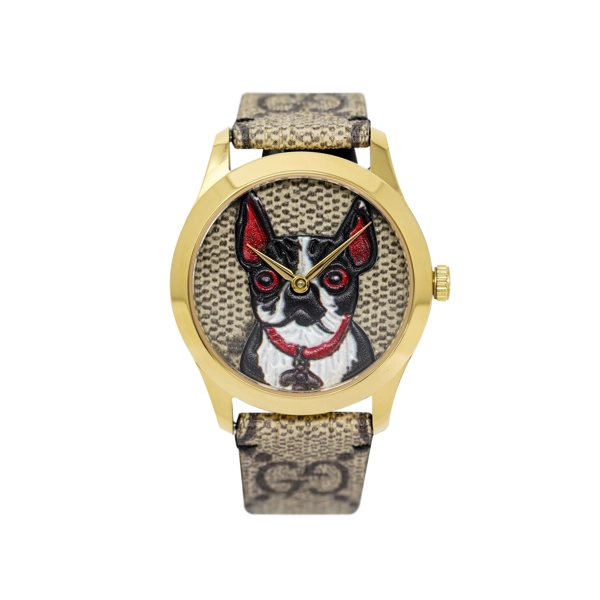 Gucci YA1264056 Unisex Brown Leather Strap Watches