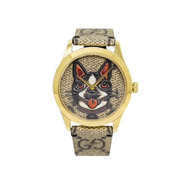Gucci YA1264057 G-Timeless Trendy Cartoon Dog Motif Unisex Watch