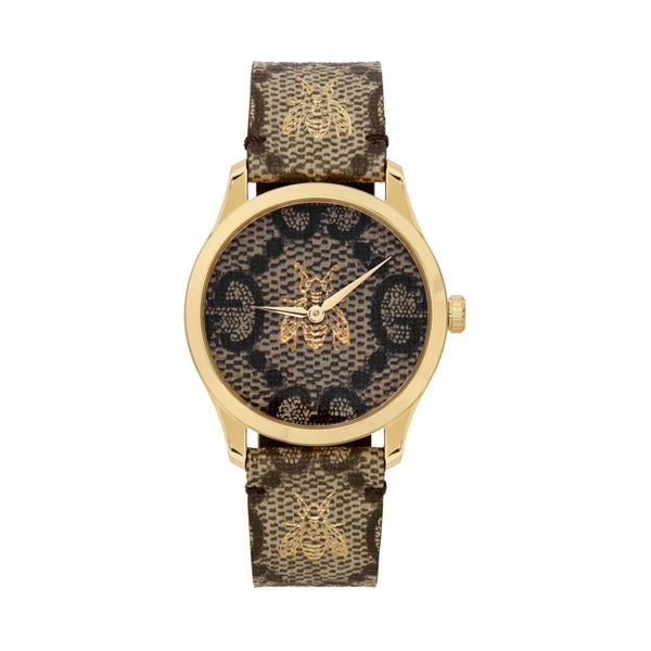 Gucci YA1264068 G-Timeless Bee Canvas Dial Leather Unisex Watch