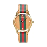 GUCCI YA1264077 Brown Dial Leather Strap Unise..