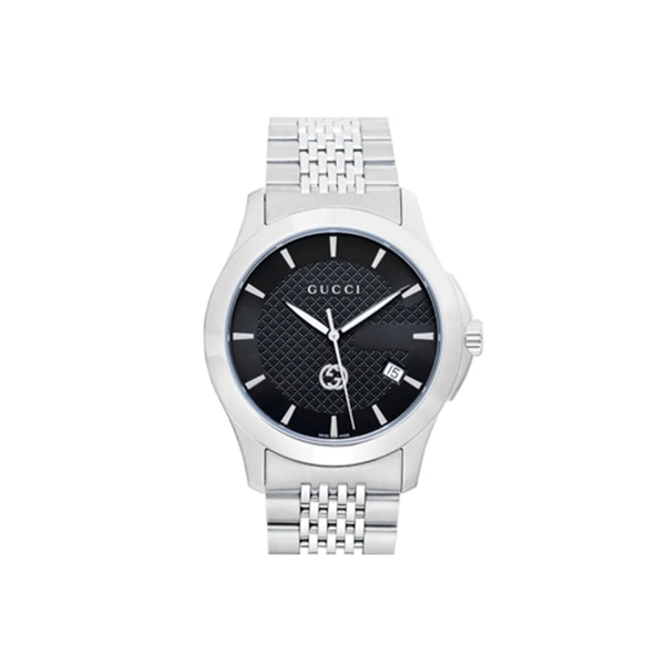 Gucci YA1264106 Mens Black Dial Stainless Steel Watches