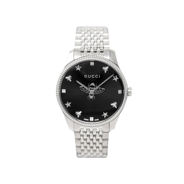 Gucci YA1264154 Unisex Black Dial Stainless Steel Watch