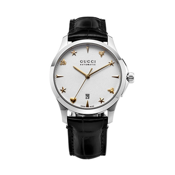 Gucci YA126468 G-Timeless Silver Dial Leather Strap Unisex Watch