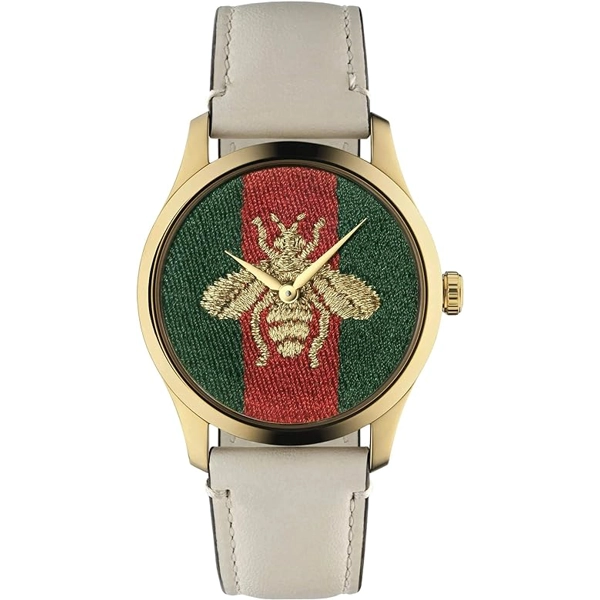 Gucci YA1265009 Green and Red Dial Leather Strap Women Watches