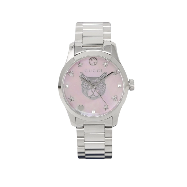 Gucci YA1265013 Pink Dial Stainless Steel Strap Watch For Ladies