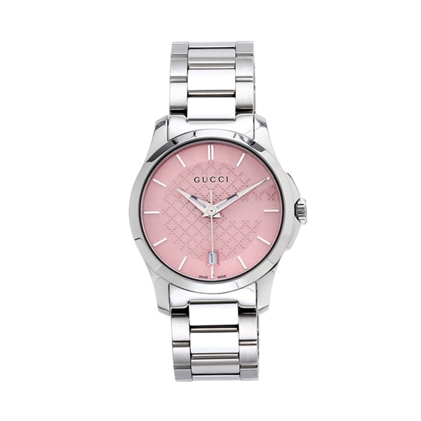 Gucci YA126524 G-Timeless Pink Dial Stainless Steel Ladies Watch