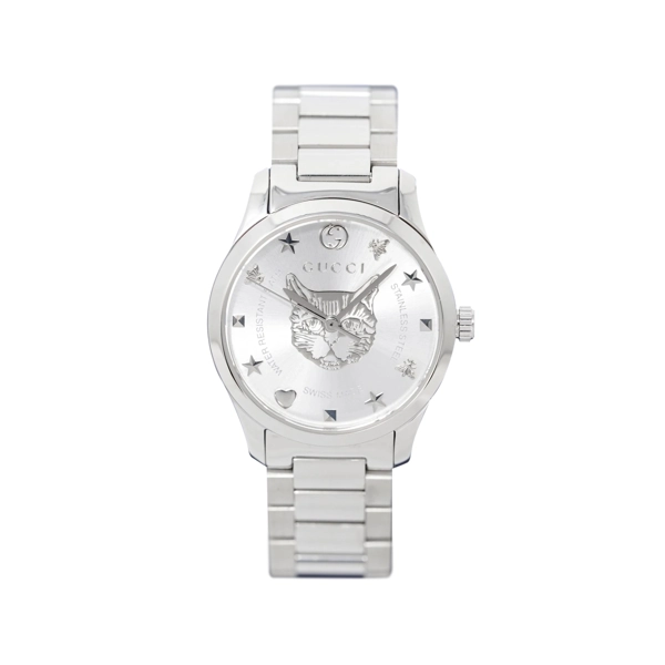 Gucci YA126595 G-Timeless Silver Dial Stainless Steel Ladies Watch