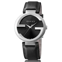 Gucci YA133205 Interlocking G Black Dial Black..