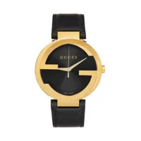 Gucci YA133208 Interlocking G Black Dial Black..