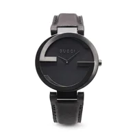 Gucci YA133302 Interlocking G Black Dial Black..