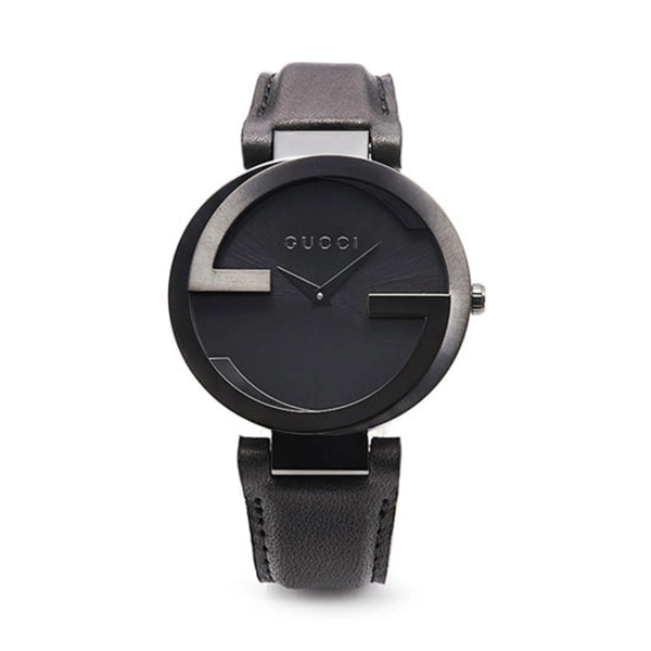 Gucci YA133302 Interlocking G Black Dial Black Leather Unisex Watch