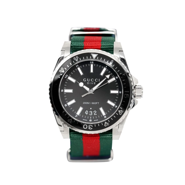 Gucci YA136206 Black Dial Nylon Strap Watch For Men