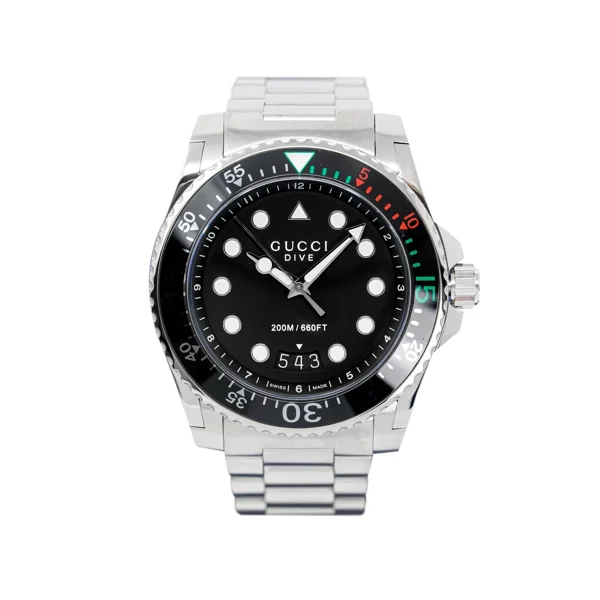 Gucci YA136208 Mens Black Dial Stainless Steel Watches