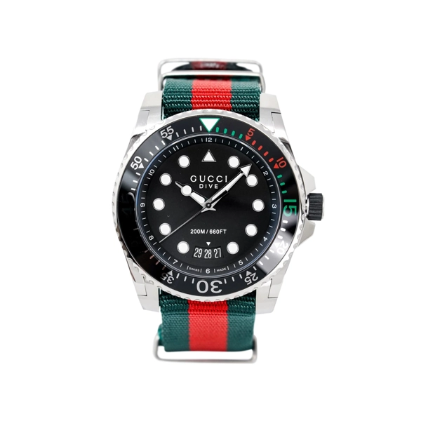 Gucci YA136209 Black Dial Nylon Strap Watch For Men