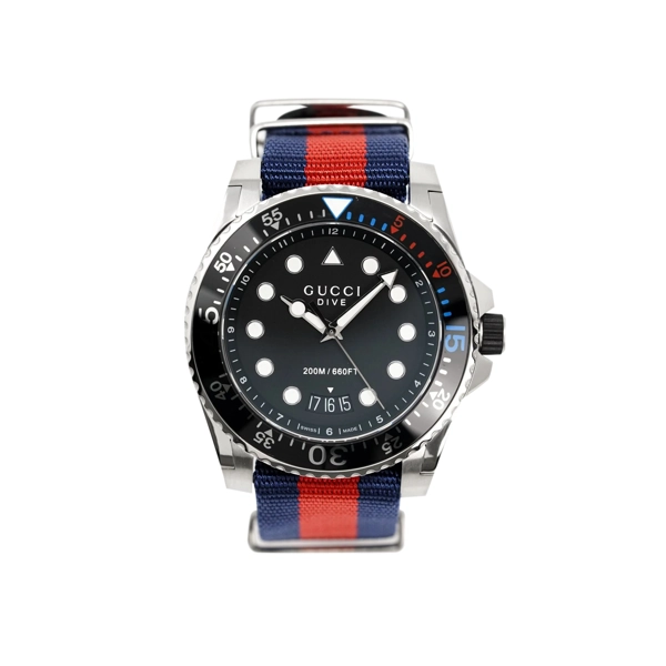 Gucci YA136210 Black Dial Nylon Strap Watch For Men