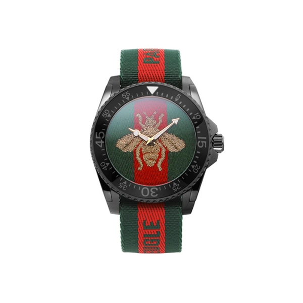 Gucci YA136216 Mens Green, Red Dial Fabric Watches