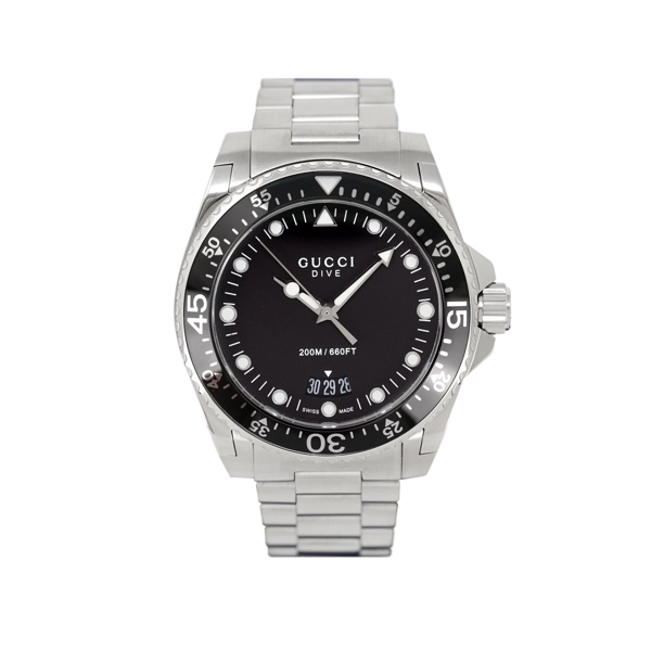 Gucci YA136301B Men's Black Dial Silver Stainless Steel Watches