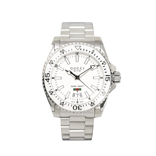 Gucci YA136302 White Dial Stainless Steel Strap Watch For Men