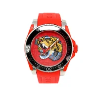 Gucci YA136315 Red Dial Rubber Strap Watch For..