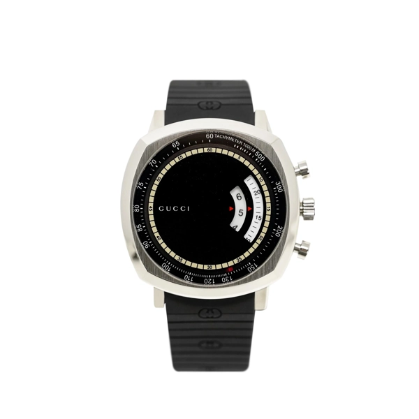 GUCCI YA157301 Black Dial Rubber Strap Watch for Men