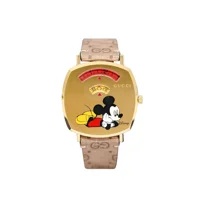 GUCCI YA157420 Red Gold Dial Leather Strap Uni..