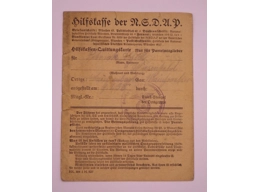 Original Third Reich NSDAP Aid Fund receipt card