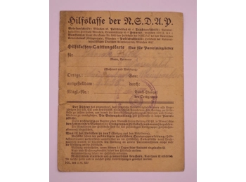 Original Third Reich NSDAP Aid Fund receipt card