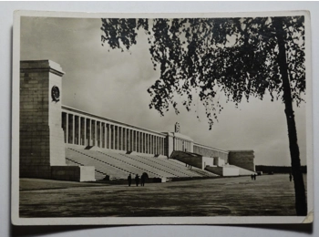 City of the Nazi Party Rallies Nuremberg. The grandstand construction of the Zeppelin Field postcard