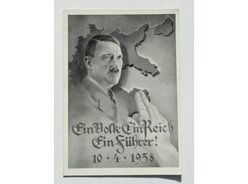 One Nation One Reich One Fuhrer 10.4.1938 postcard