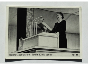 Reich women's leader Scholtz-Klink speaks Nr.41 photographic postcard