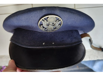 US Military man's visor cap, navy blue, size: 6 7/8