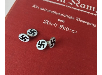 Original nazi enamel double swastika cufflinks