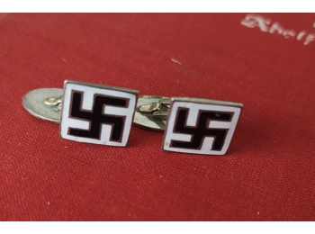 Original Third Reich nazi party swastika cufflinks