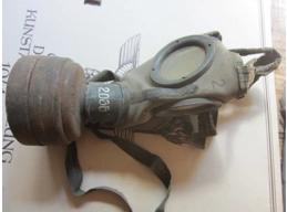 Original German WW2 Wehrmacht gas mask with canister and bag