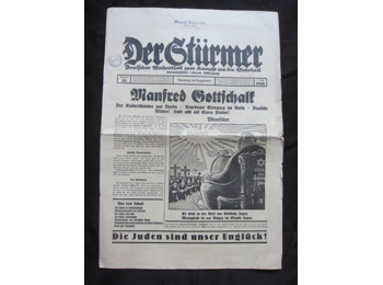 RARE ORIGINAL ISSUE OF THE NAZI ANTI-SEMITIC PERIODICAL “DER STURMER”