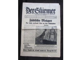 RARE ORIGINAL ISSUE OF THE NAZI ANTI-SEMITIC PERIODICAL “DER STURMER”