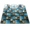 Blue Iridescent Foil Silver Chrome Metal Mosaic Wall Tile