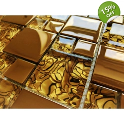 New Luxury Copper Gold Metallic Foil Glass Mosaic Wall Tile