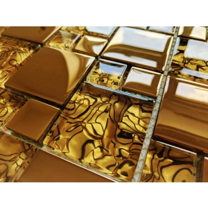 Luxury Copper Gold Metallic Foil Glass Mosaic Wall Tile