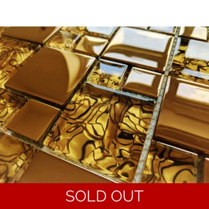 8x Luxury Copper Gold Metallic Foil Glass Mosaic Wall Tile