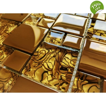 New Luxury Copper Gold Metallic Foil Glass Mosaic Wall Tile