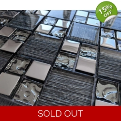 Black Glass Foil Silver Chrome Grey Metal Square Mosaic Wall Tile