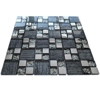 Black Glass Foil Silver Chrome Grey Metal Square Mosaic Wall Tile