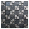 Black Glass Foil Silver Chrome Grey Metal Square Mosaic Wall Tile