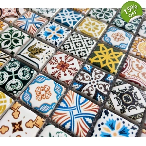 Multi Colour Traditional Moroccan Ceramic Mosaic Wall Tile