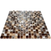 Brown White Grey Crackle Glass Small Square Mosaic Wall Tile