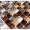 Brown White Grey Crackle Glass Small Square Mosaic Wall Tile
