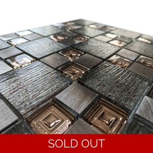 Silver Bronze Copper Textured Glass Metal Square Mosaic Wall Tile